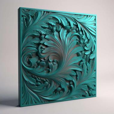 Patterns and decorations teal 3 3d model